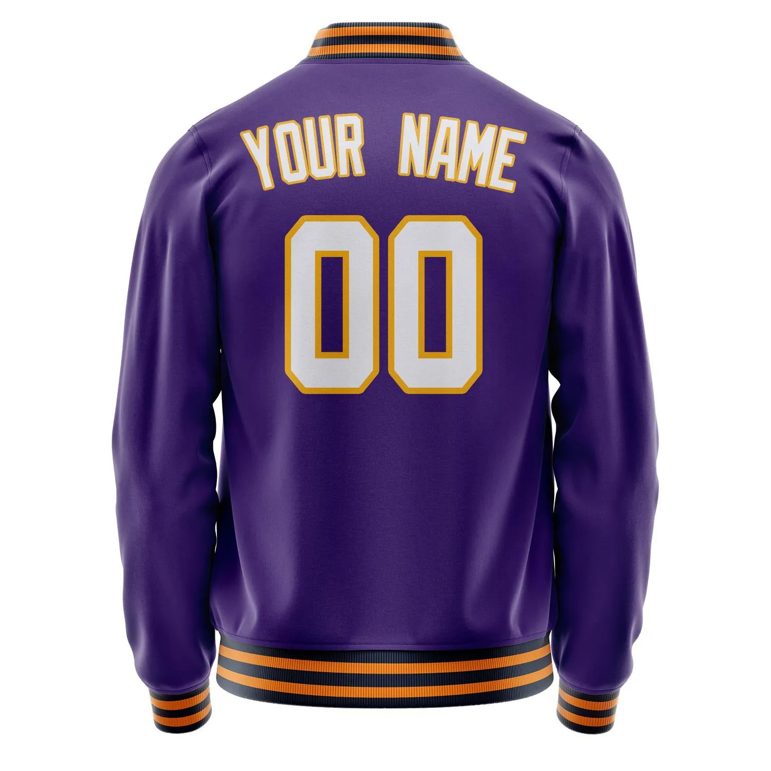 Custom Purple White Solid Color Varsity Letterman Jacket