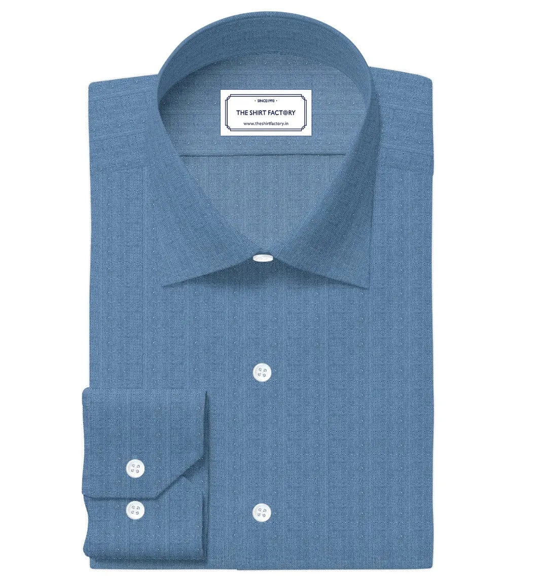 Custom Tailored Light Blue Pure Cotton Shirt - CUS-10377