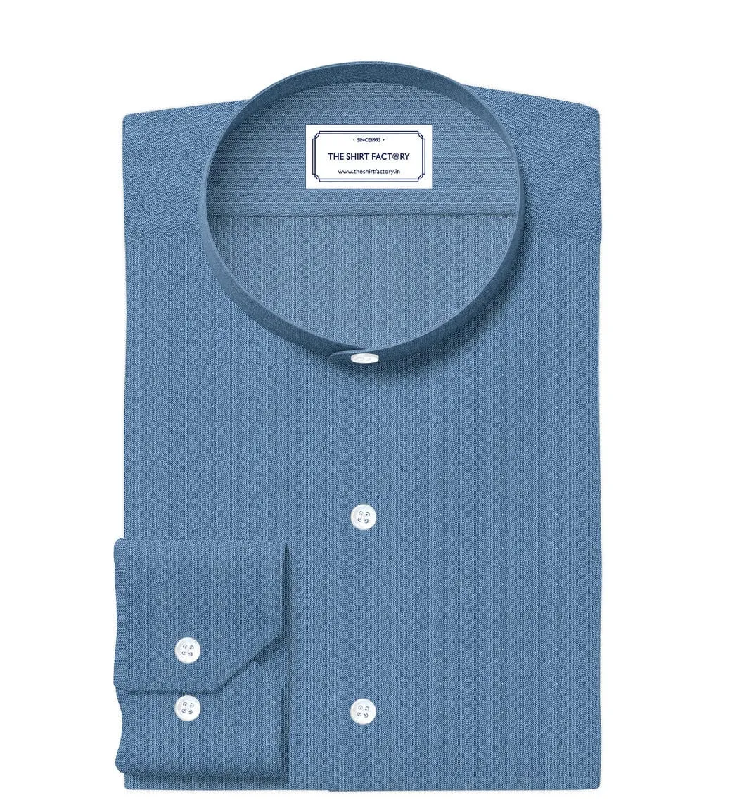 Custom Tailored Light Blue Pure Cotton Shirt - CUS-10377