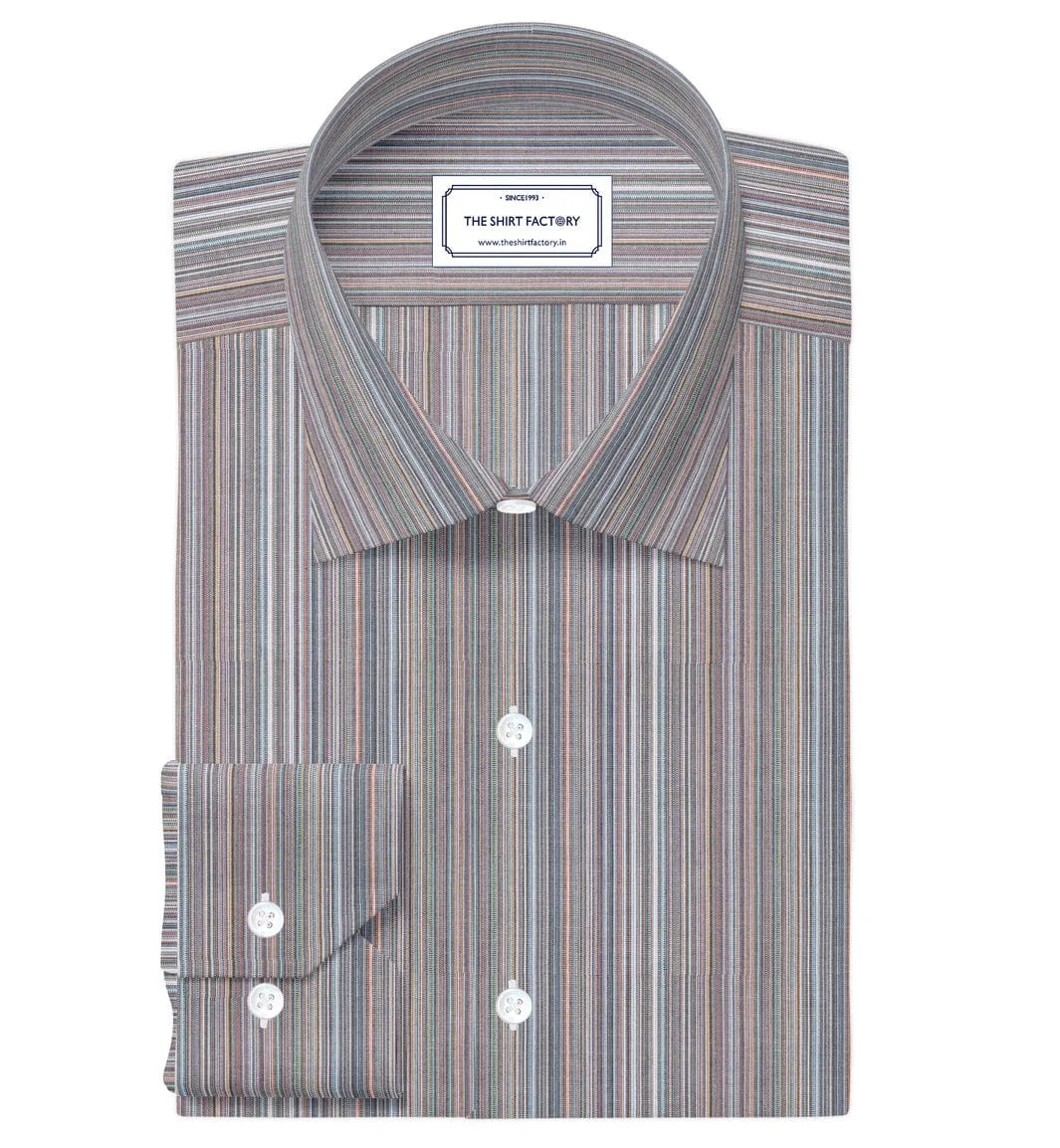 Custom Tailored Multicolour Striped Pure Cotton Shirt - CUS-10368