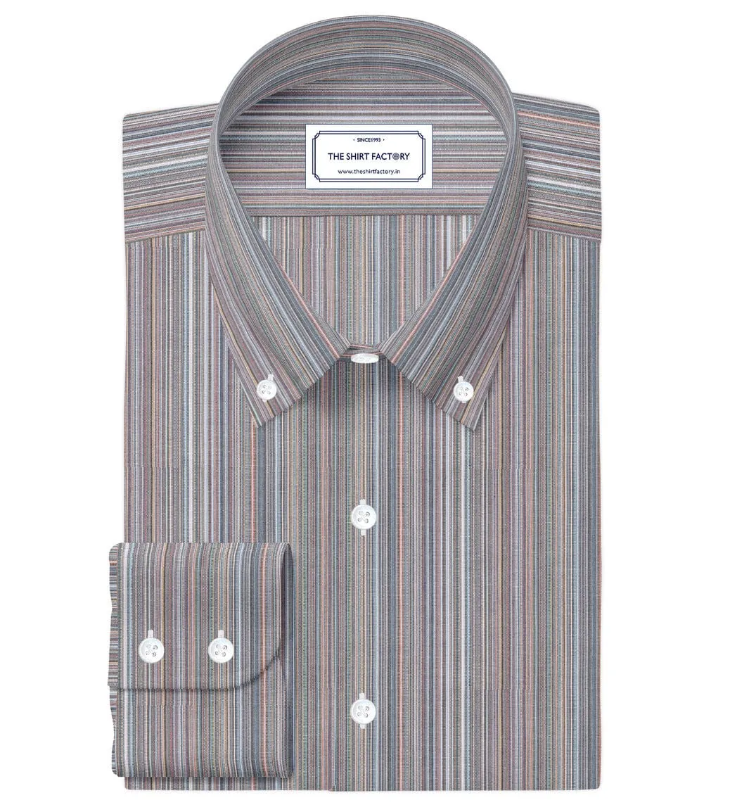 Custom Tailored Multicolour Striped Pure Cotton Shirt - CUS-10368