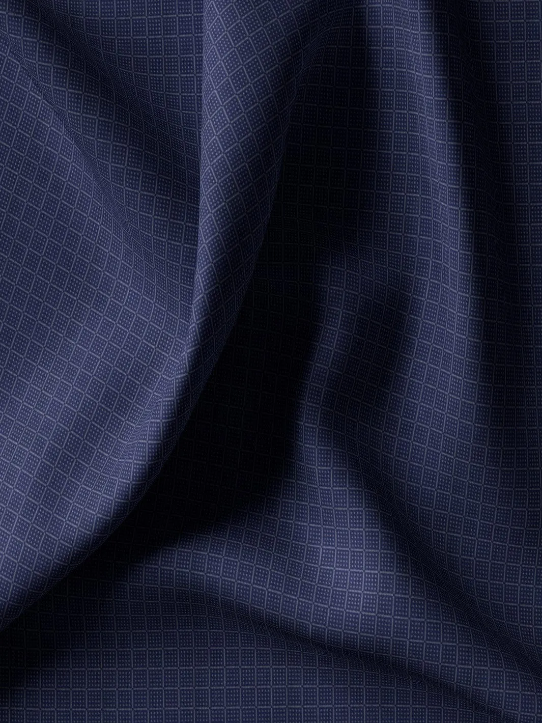 Custom Tailored Premium Cotton Navy Blue Shirt with Windowpane and Pin Check - CUS-10287
