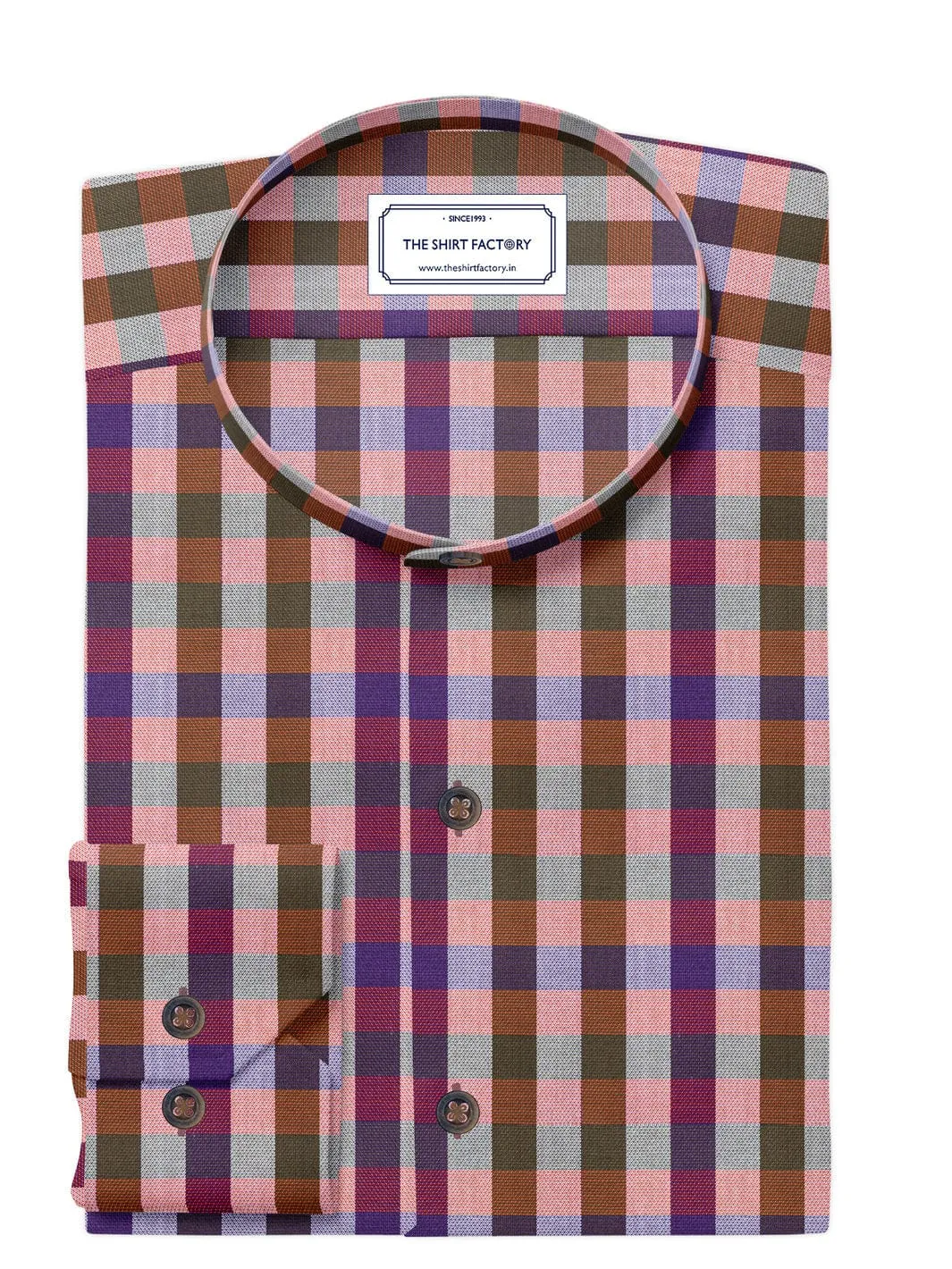 Custom Tailored Premium Cotton Shirt with Multicolour Gingham Plaid Check - CUS-10282