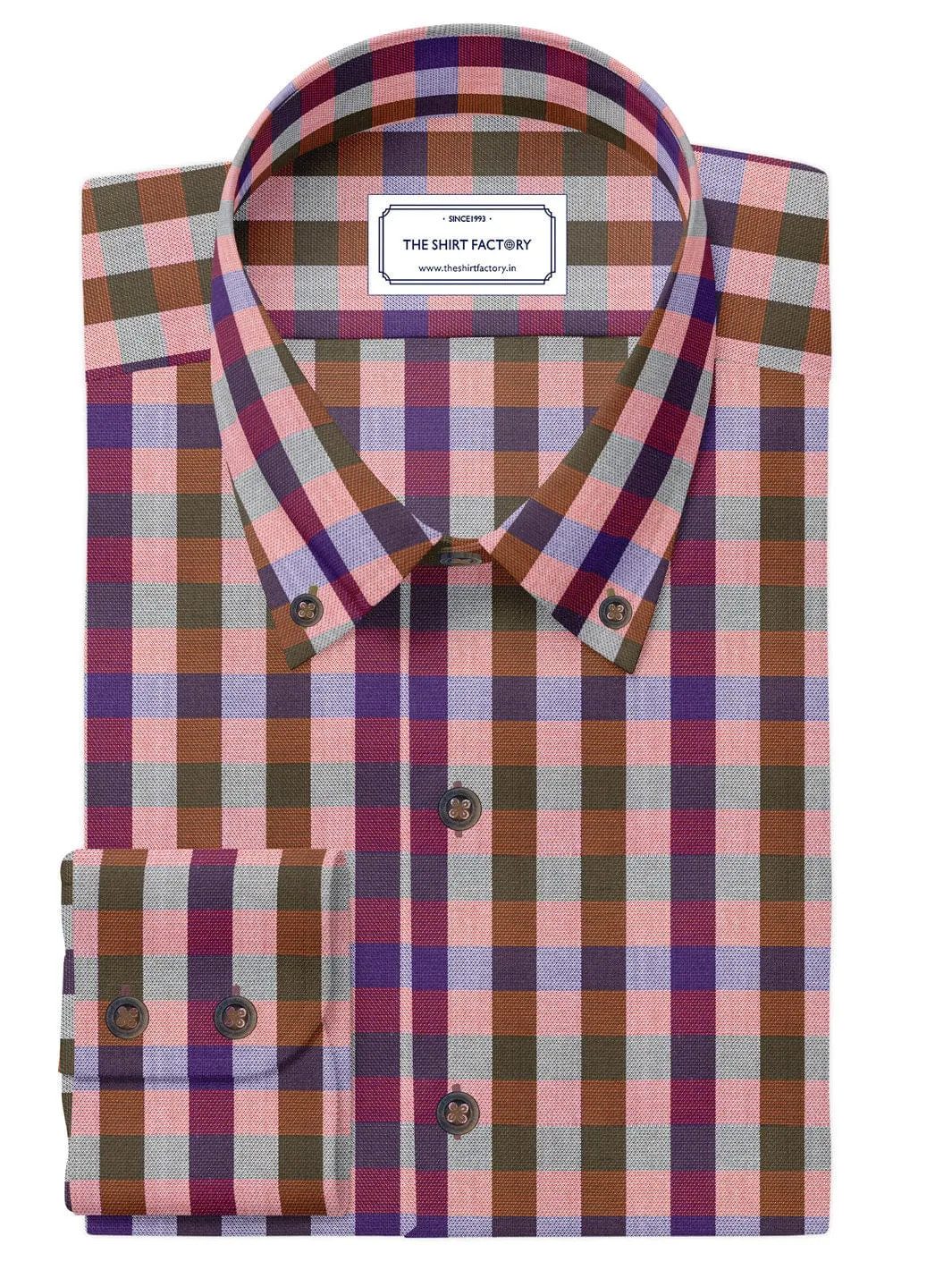 Custom Tailored Premium Cotton Shirt with Multicolour Gingham Plaid Check - CUS-10282