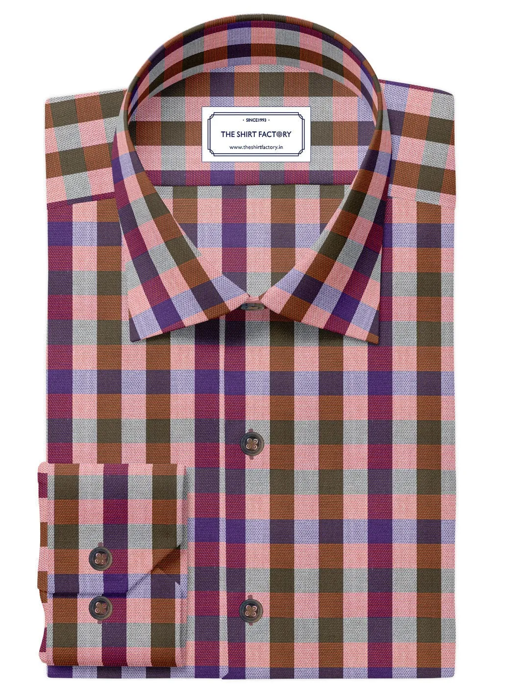 Custom Tailored Premium Cotton Shirt with Multicolour Gingham Plaid Check - CUS-10282