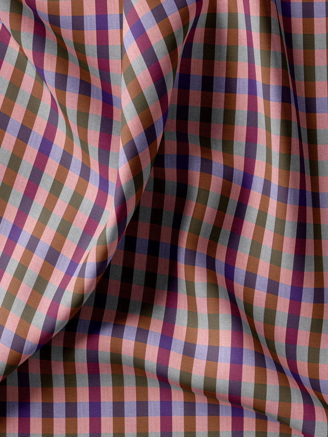 Custom Tailored Premium Cotton Shirt with Multicolour Gingham Plaid Check - CUS-10282