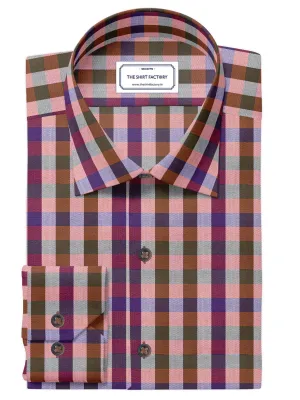 Custom Tailored Premium Cotton Shirt with Multicolour Gingham Plaid Check - CUS-10282