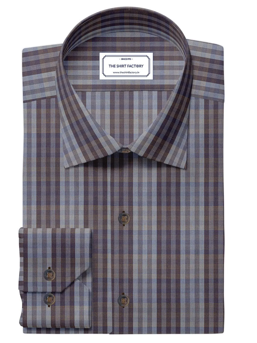Custom Tailored Premium Cotton Tartan Check Shirt In Two Tone - CUS-10293