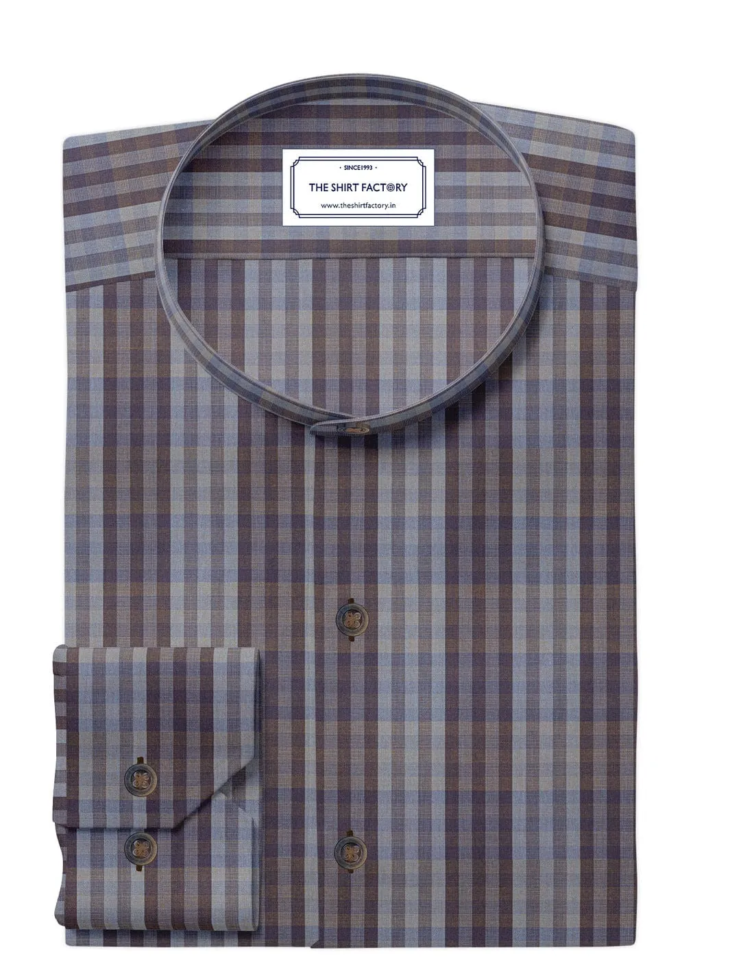 Custom Tailored Premium Cotton Tartan Check Shirt In Two Tone - CUS-10293