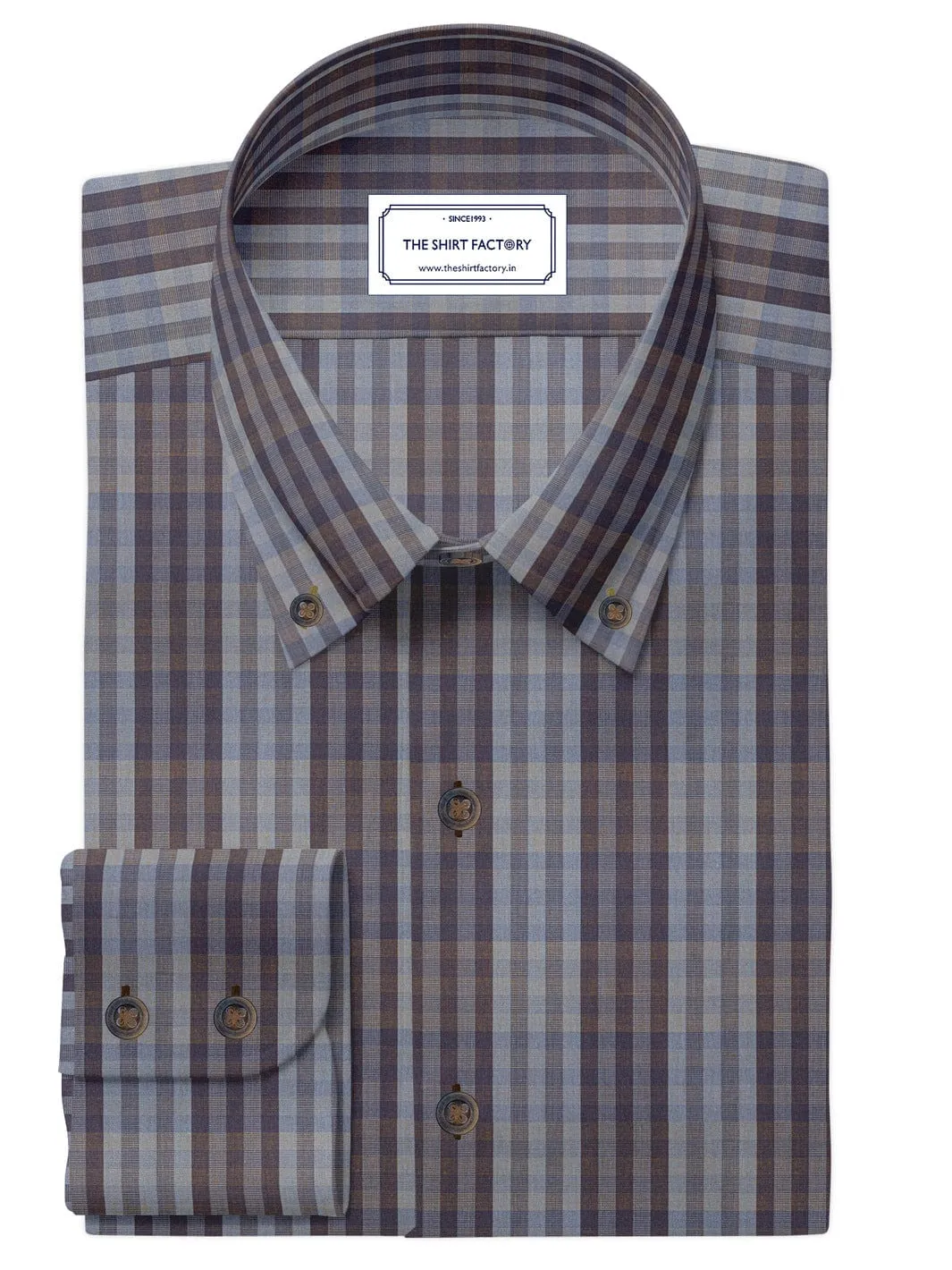 Custom Tailored Premium Cotton Tartan Check Shirt In Two Tone - CUS-10293