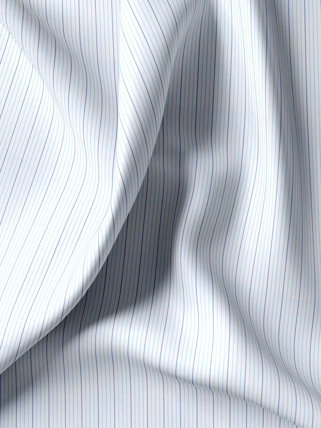 Custom Tailored Premium Cotton White & Blue Pencil Stripe Shirt - CUS-10295