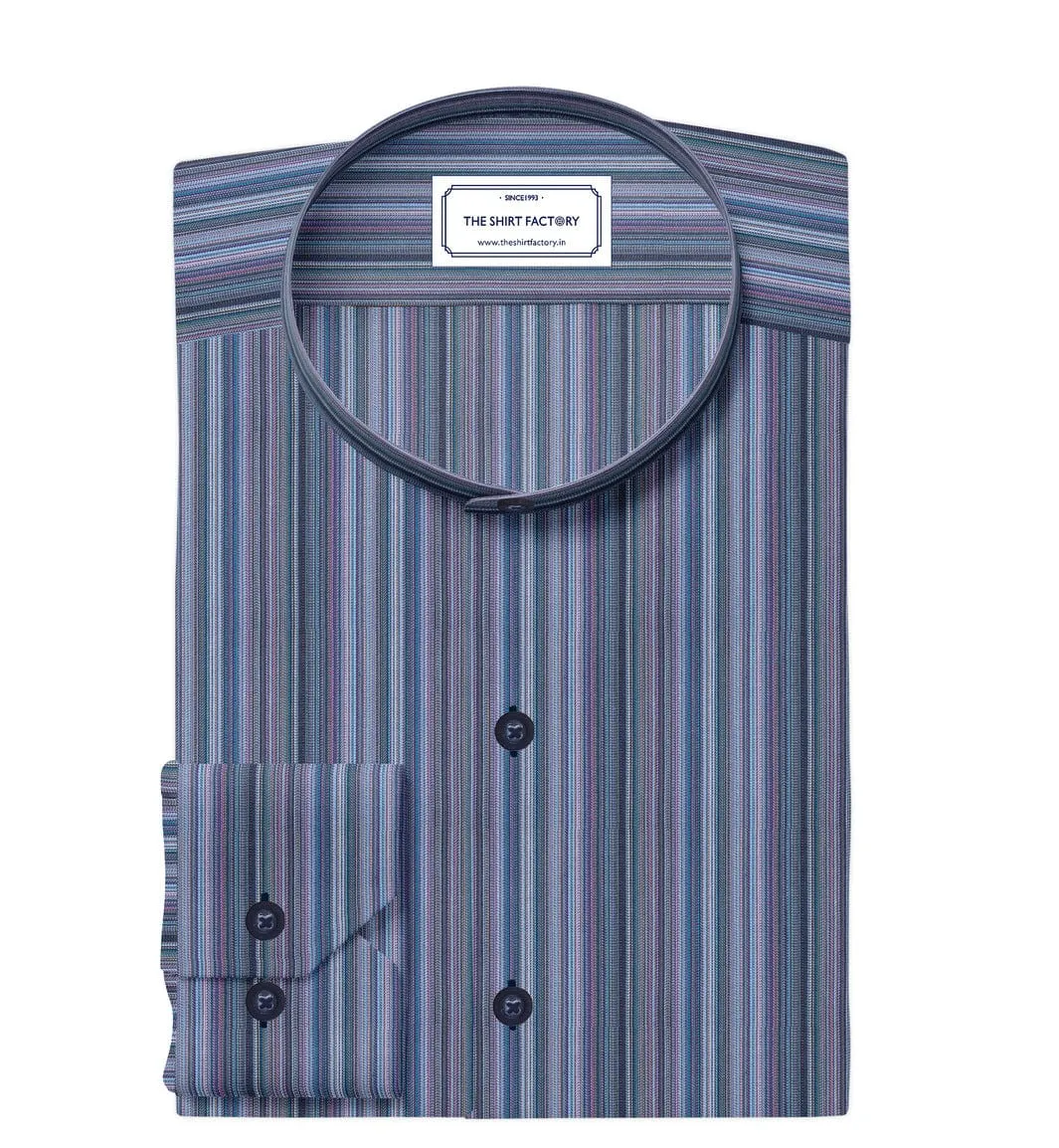 Custom Tailored Pure Cotton Multicolor Stripes Shirt - CUS-10369