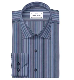 Custom Tailored Pure Cotton Multicolor Stripes Shirt - CUS-10369