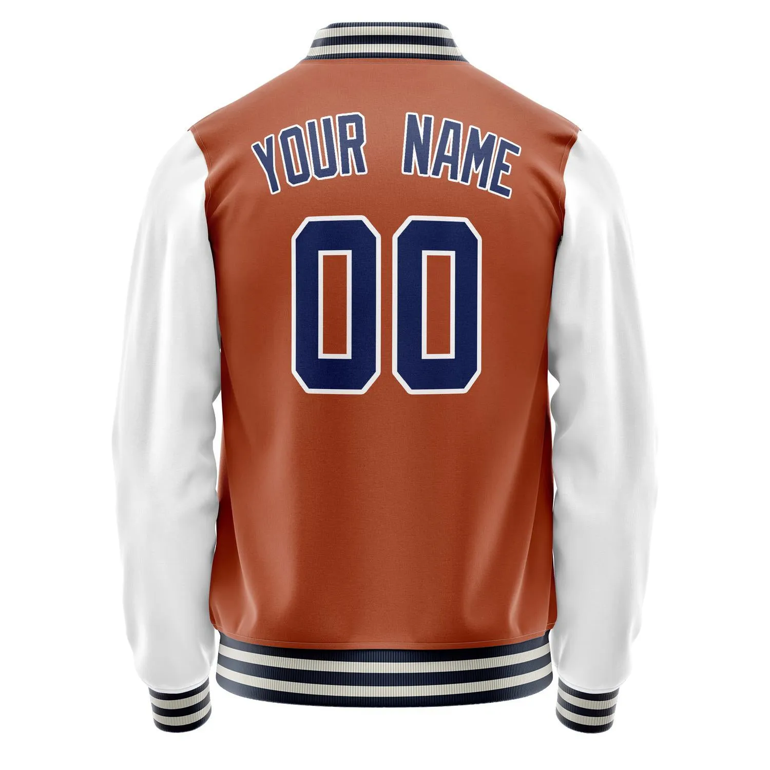 Custom Texas-Orange White Solid Color Varsity Letterman Jacket
