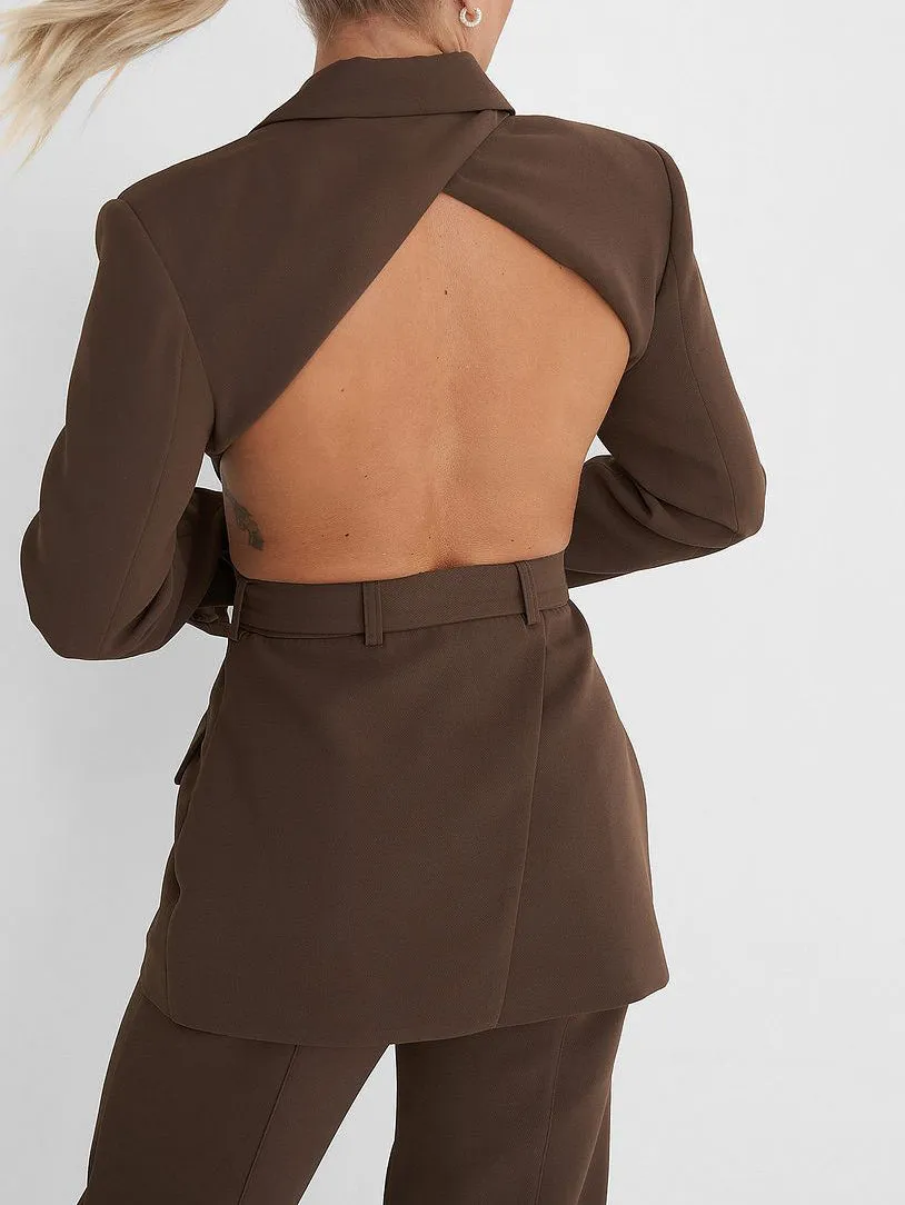 Cutout Open Back Lace-up Blazer