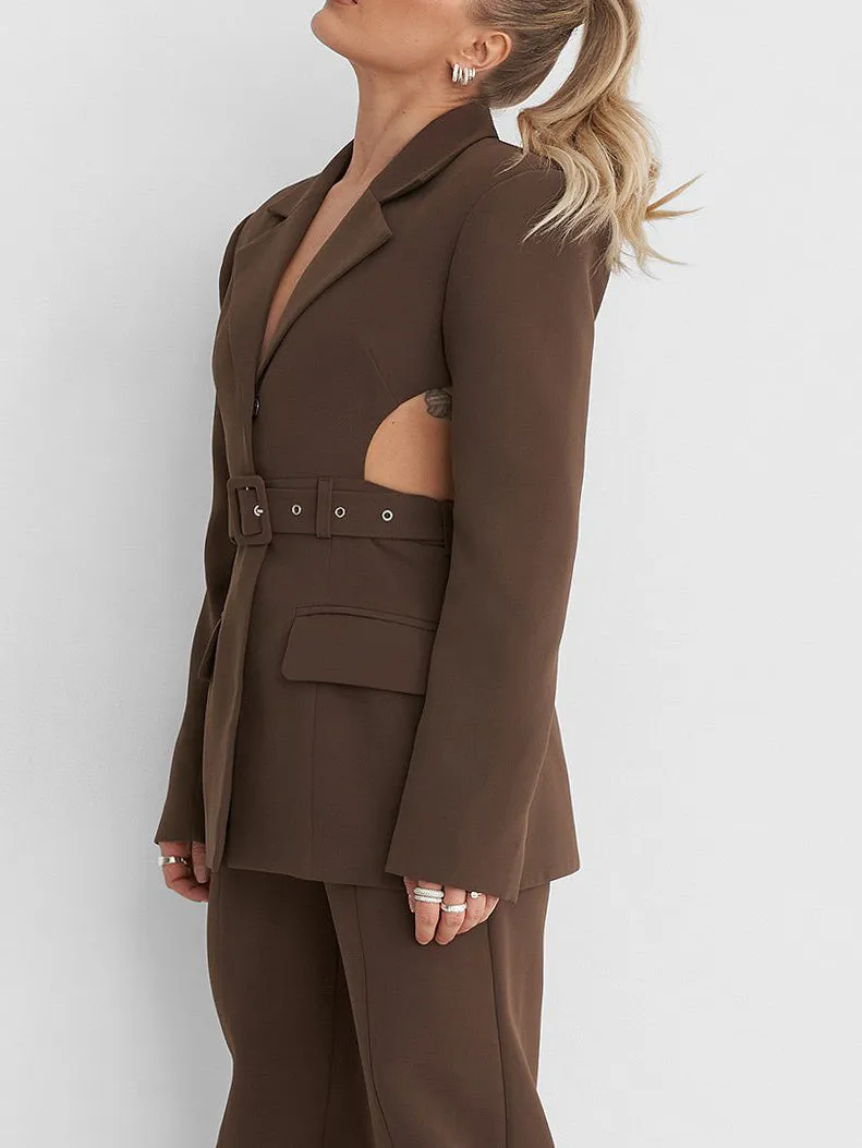 Cutout Open Back Lace-up Blazer