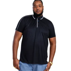 D555 Mens Sussex Big & Tall Jersey Ribbed Collar Polo Shirt - Dark Navy
