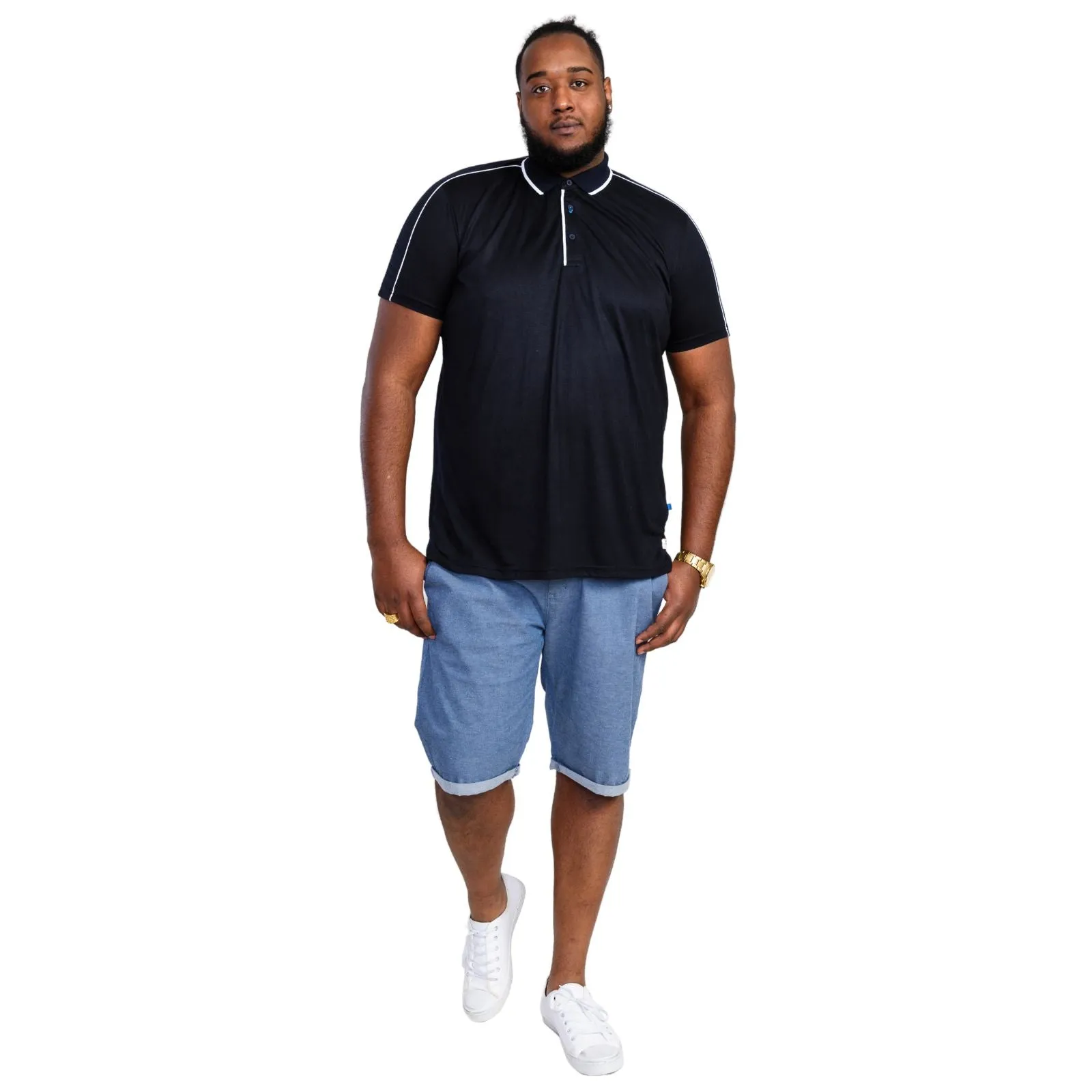 D555 Mens Sussex Big & Tall Jersey Ribbed Collar Polo Shirt - Dark Navy