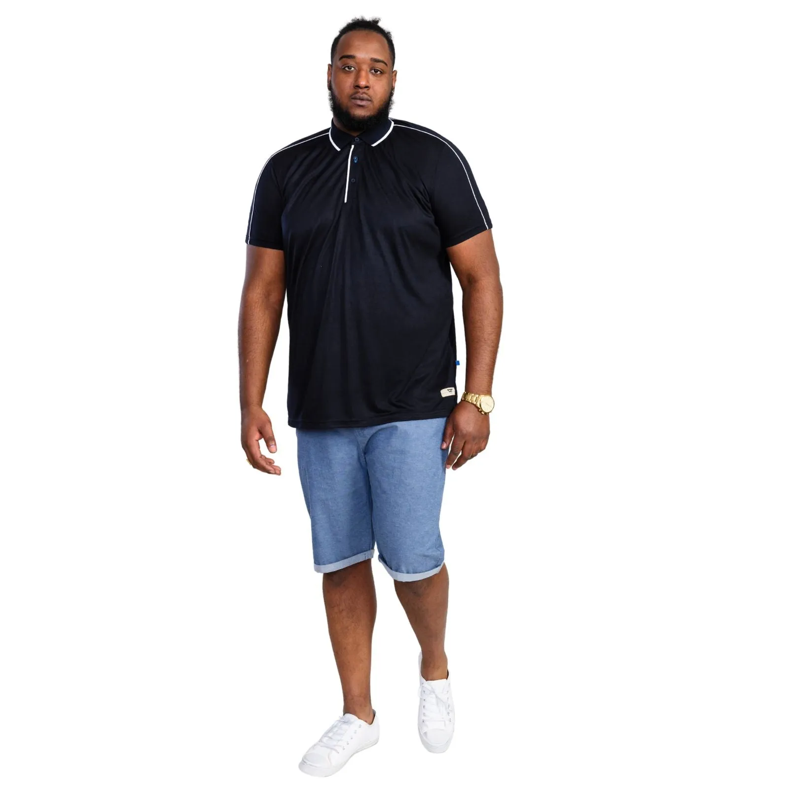 D555 Mens Sussex Big & Tall Jersey Ribbed Collar Polo Shirt - Dark Navy