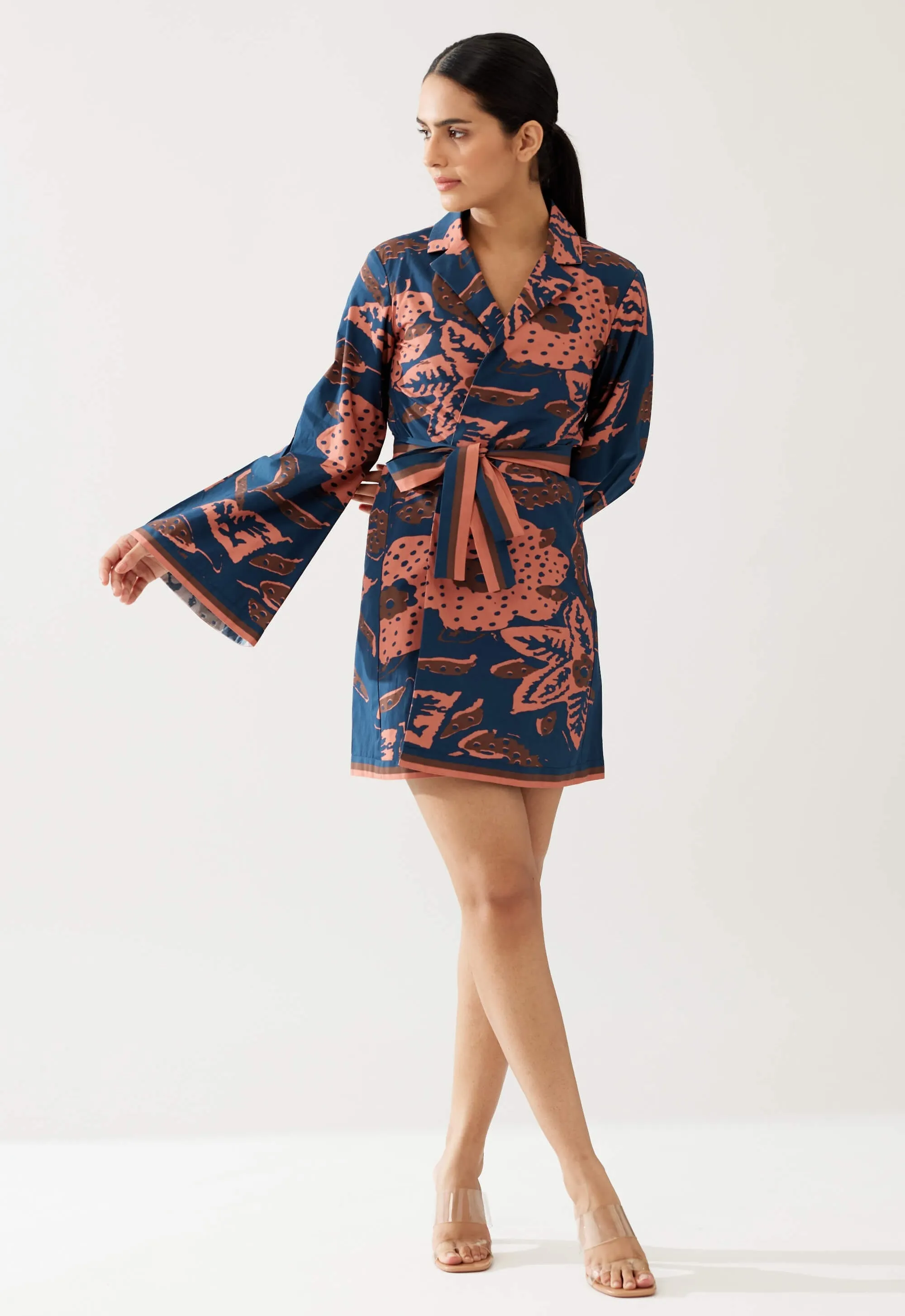 Dark blue and pink floral jacket