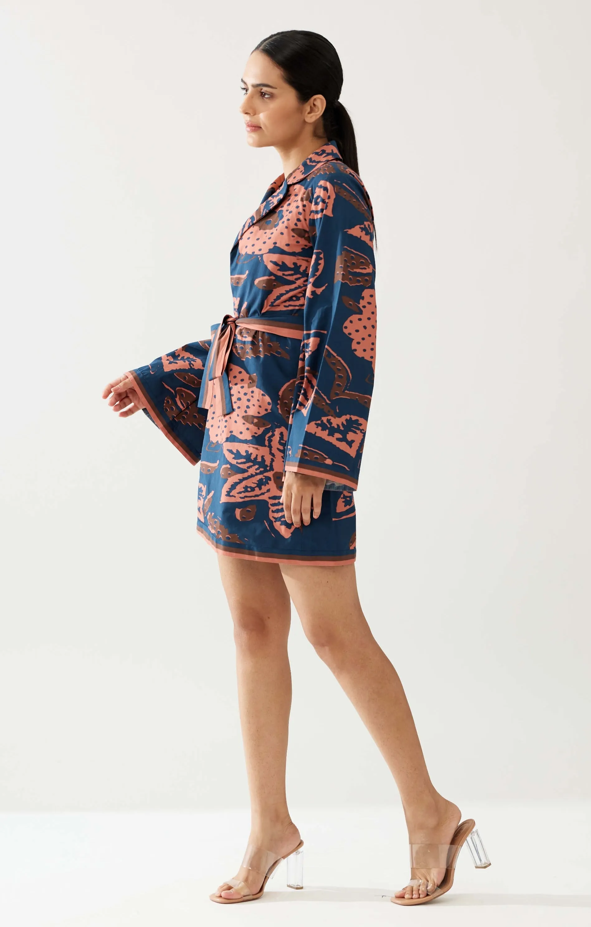 Dark blue and pink floral jacket
