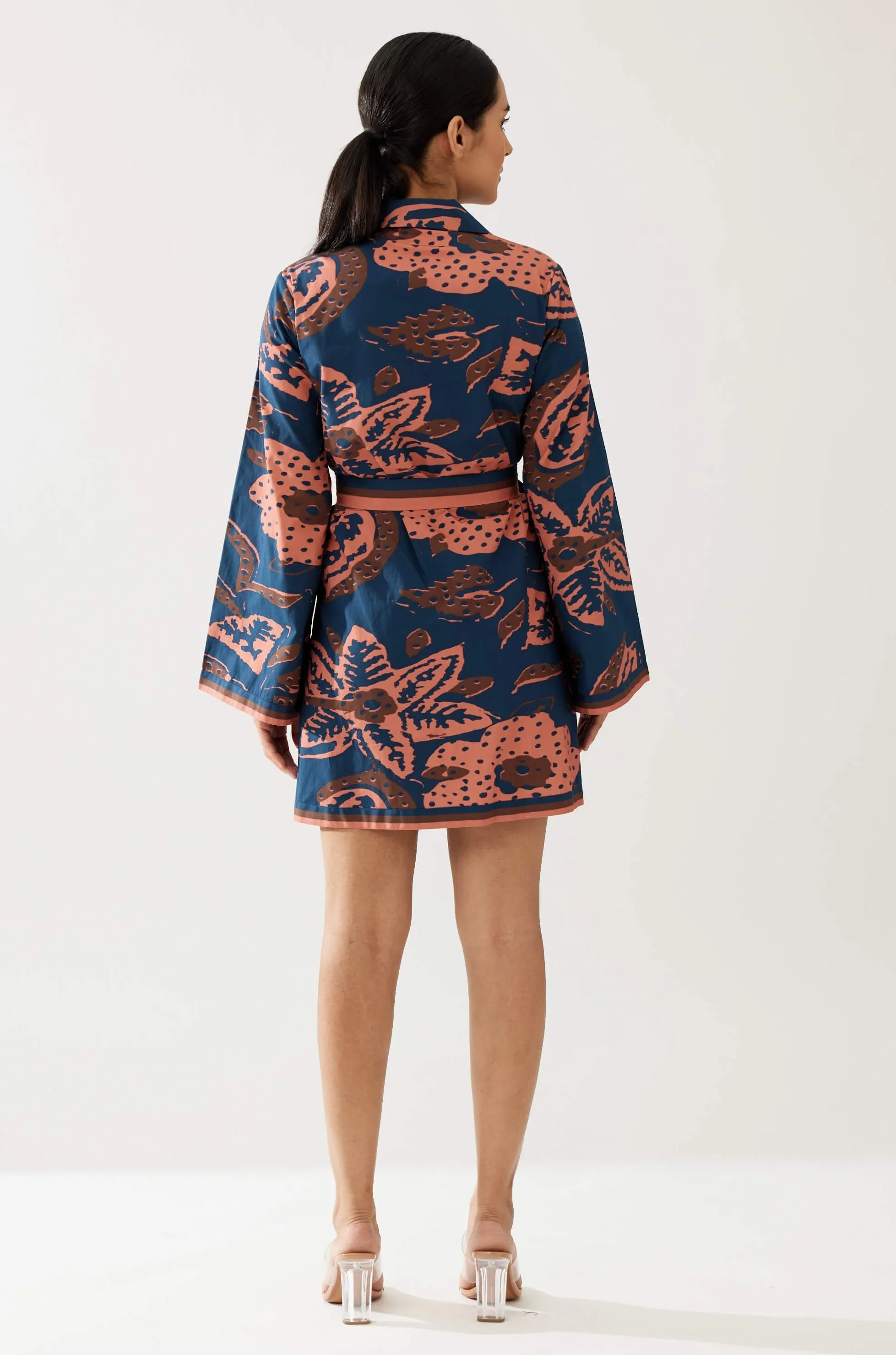 Dark blue and pink floral jacket