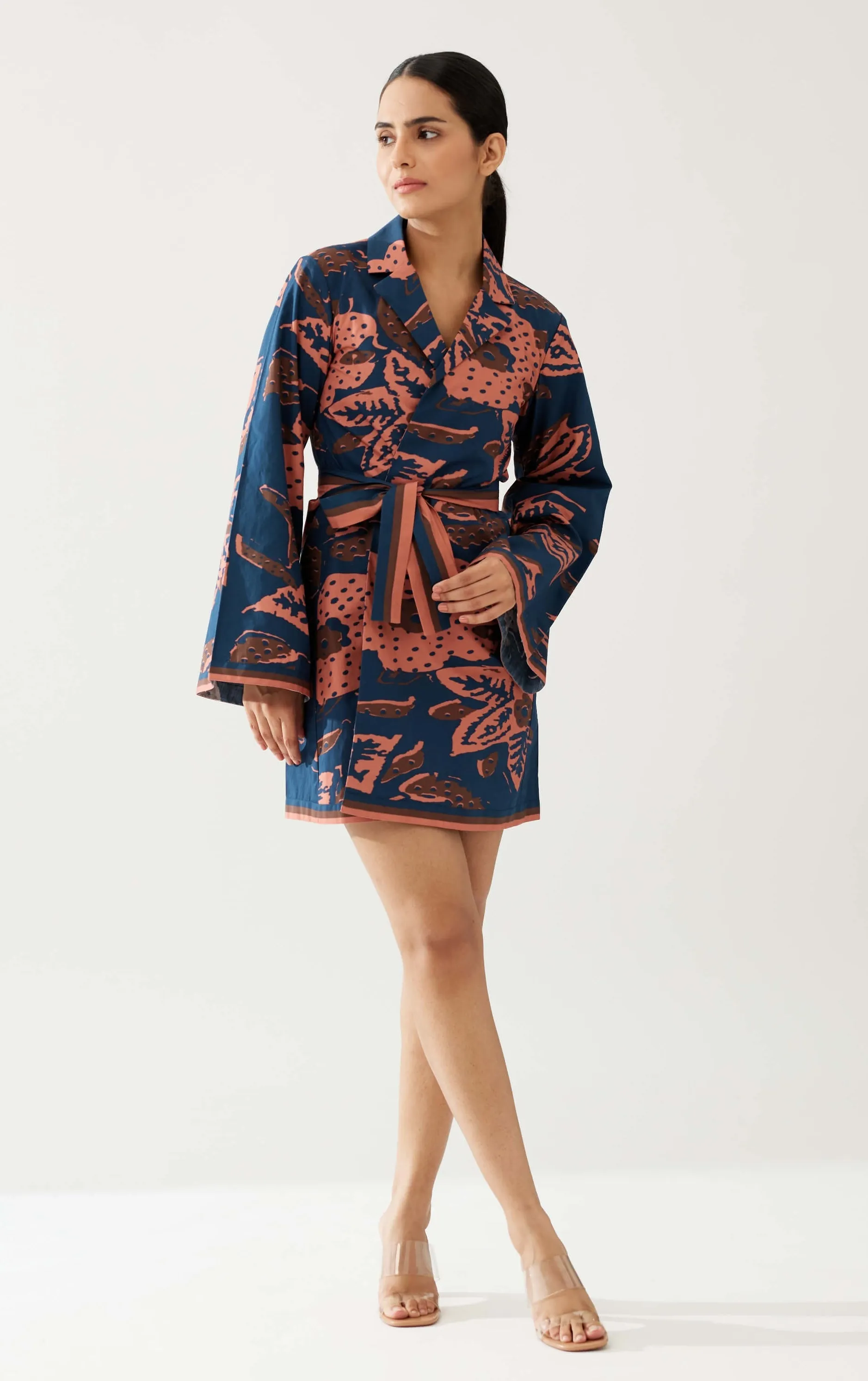 Dark blue and pink floral jacket