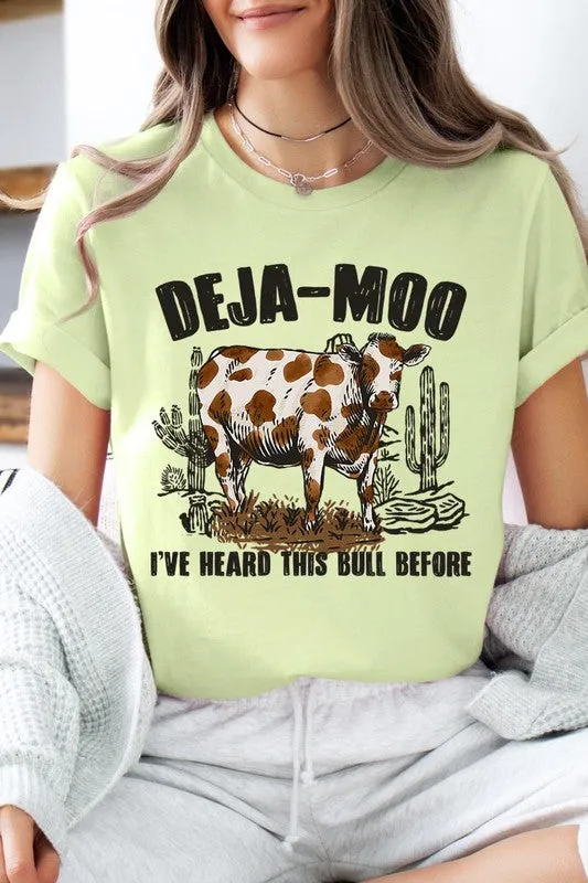 Deja Moo Bull Western Cow Graphic T Shirts