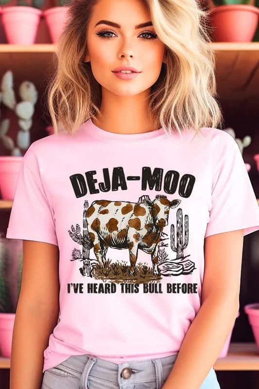 Deja Moo Bull Western Cow Graphic T Shirts