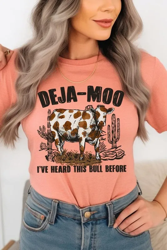 Deja Moo Bull Western Cow Graphic T Shirts