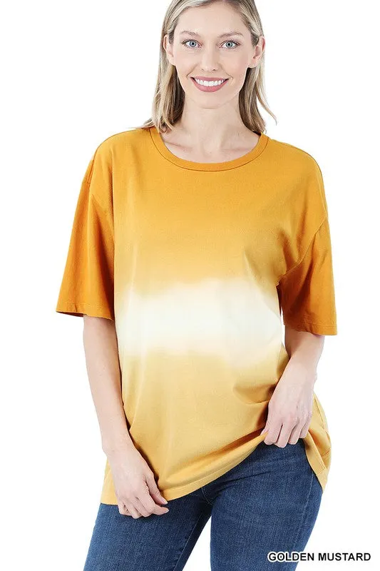 Dip Dye Short Sleeve Round Neck Tee