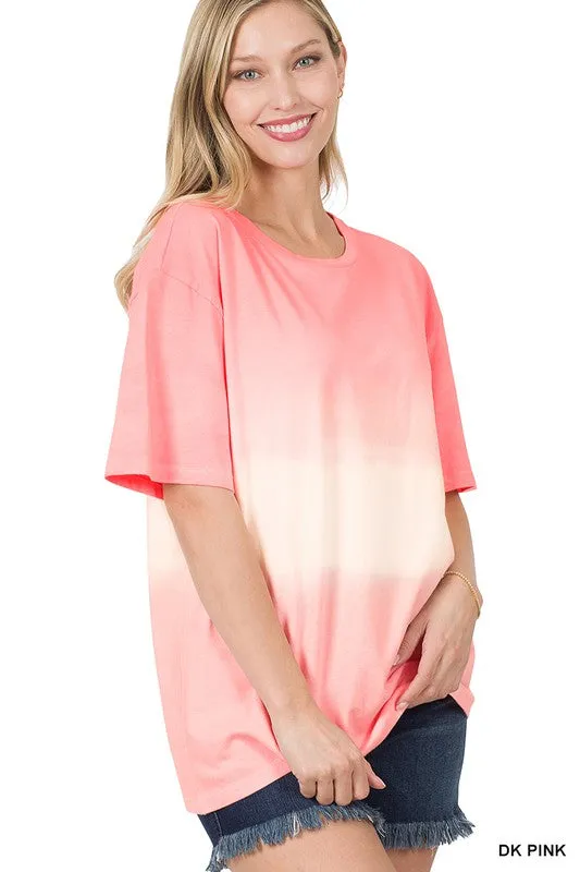 Dip Dye Short Sleeve Round Neck Tee