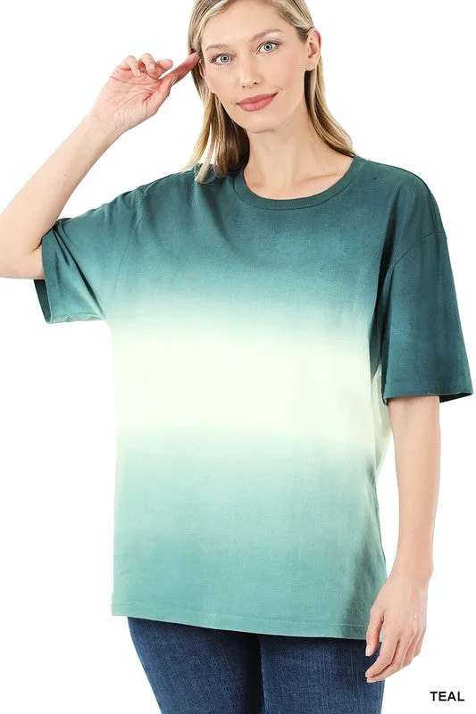 Dip Dye Short Sleeve Round Neck Tee