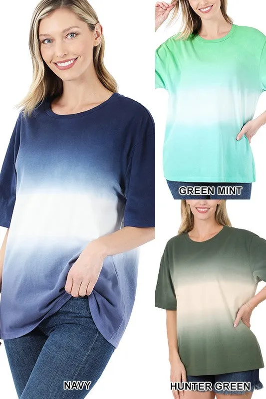 Dip Dye Short Sleeve Round Neck Tee