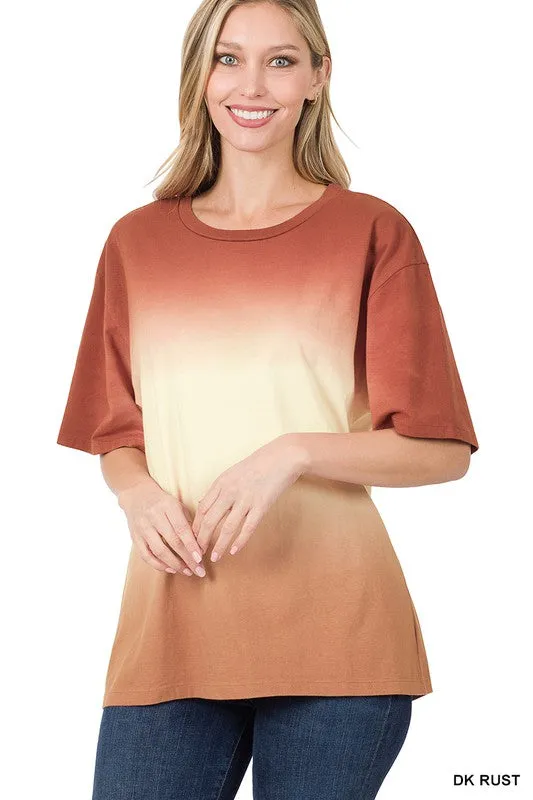 Dip Dye Short Sleeve Round Neck Tee
