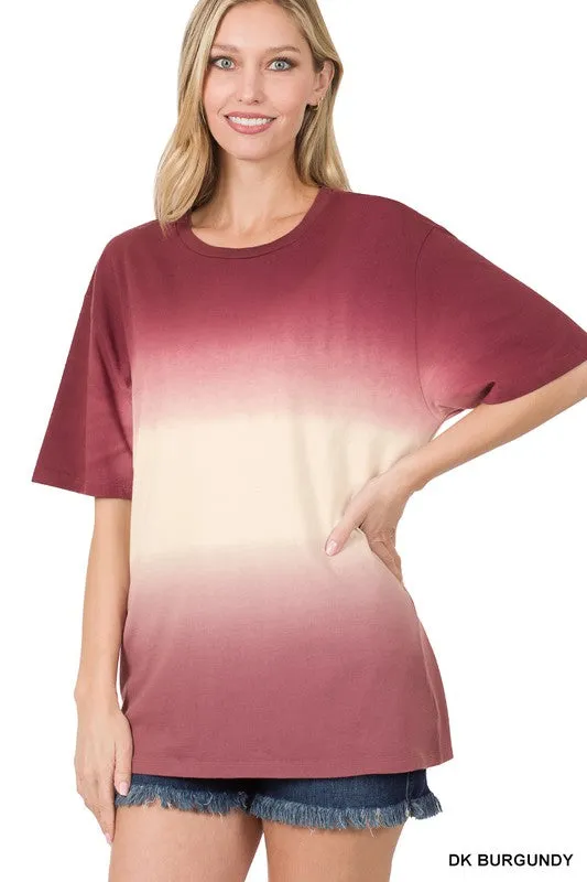 Dip Dye Short Sleeve Round Neck Tee
