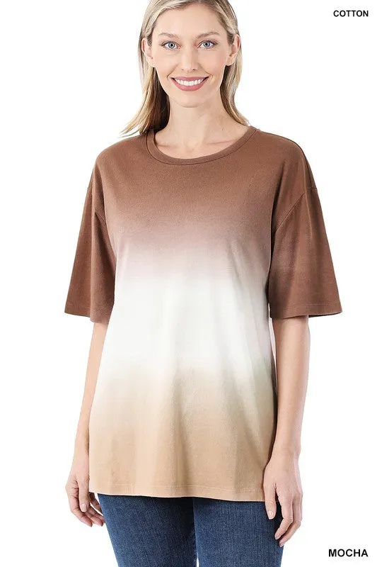 Dip Dye Short Sleeve Round Neck Tee