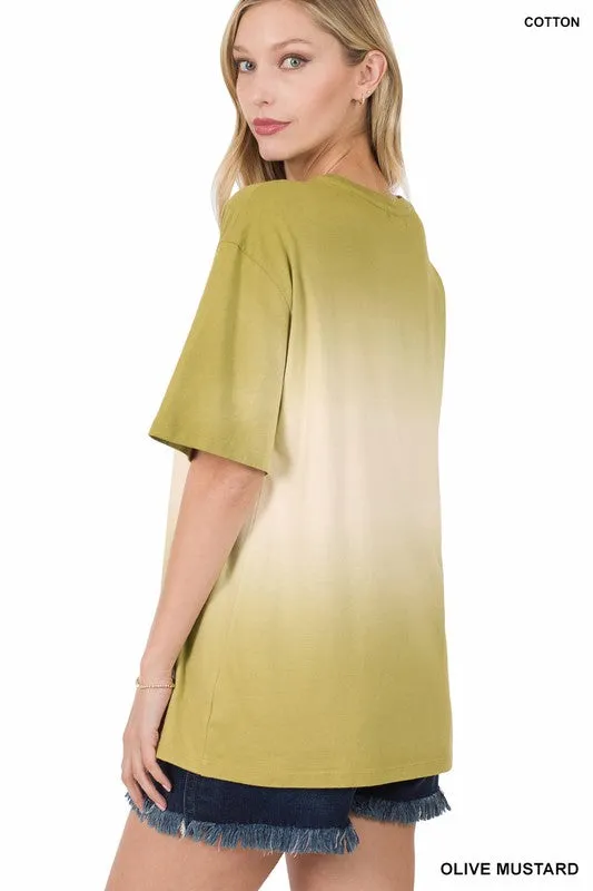 Dip Dye Short Sleeve Round Neck Tee