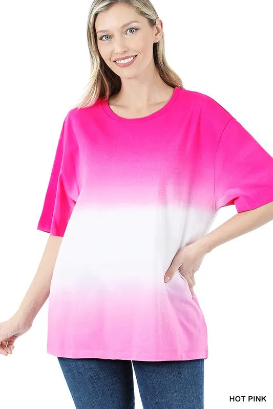 Dip Dye Short Sleeve Round Neck Tee
