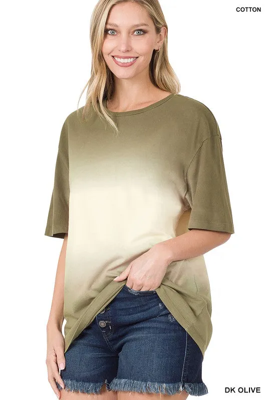 Dip Dye Short Sleeve Round Neck Tee