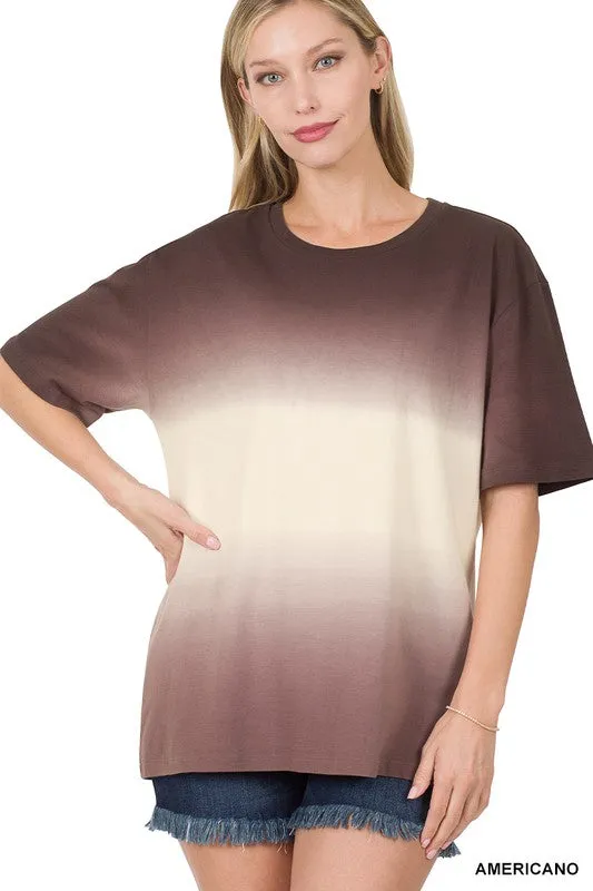 Dip Dye Short Sleeve Round Neck Tee