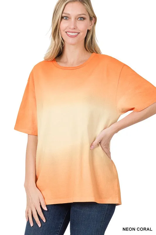Dip Dye Short Sleeve Round Neck Tee