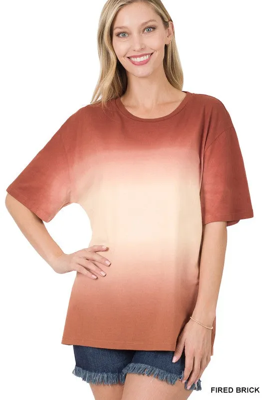 Dip Dye Short Sleeve Round Neck Tee