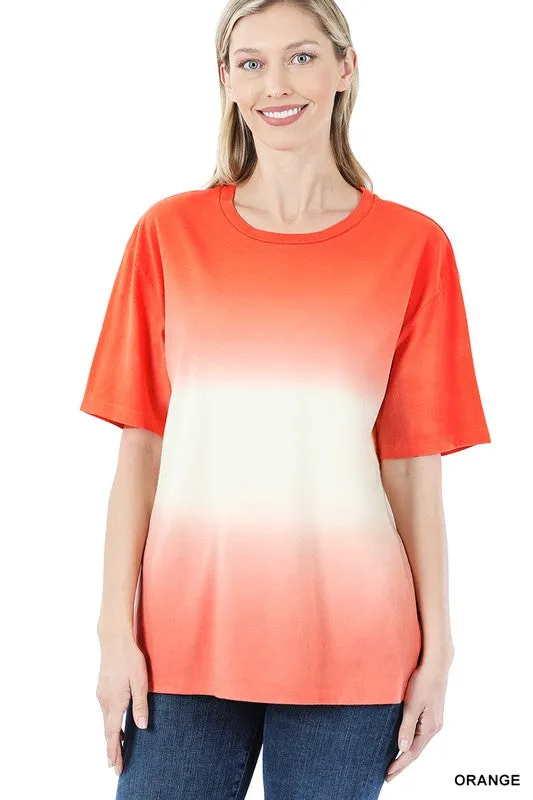 Dip Dye Short Sleeve Round Neck Tee