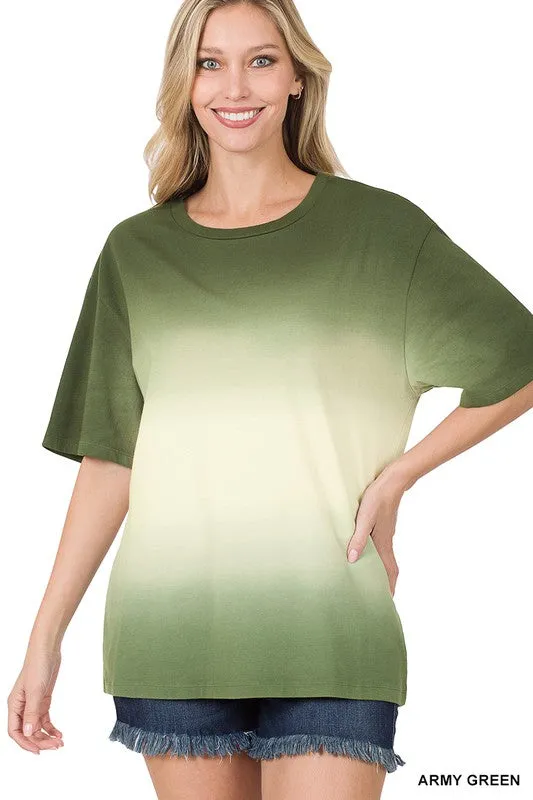 Dip Dye Short Sleeve Round Neck Tee
