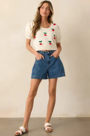 Doing It My Way Dark Wash Cotton High Waisted Denim Shorts