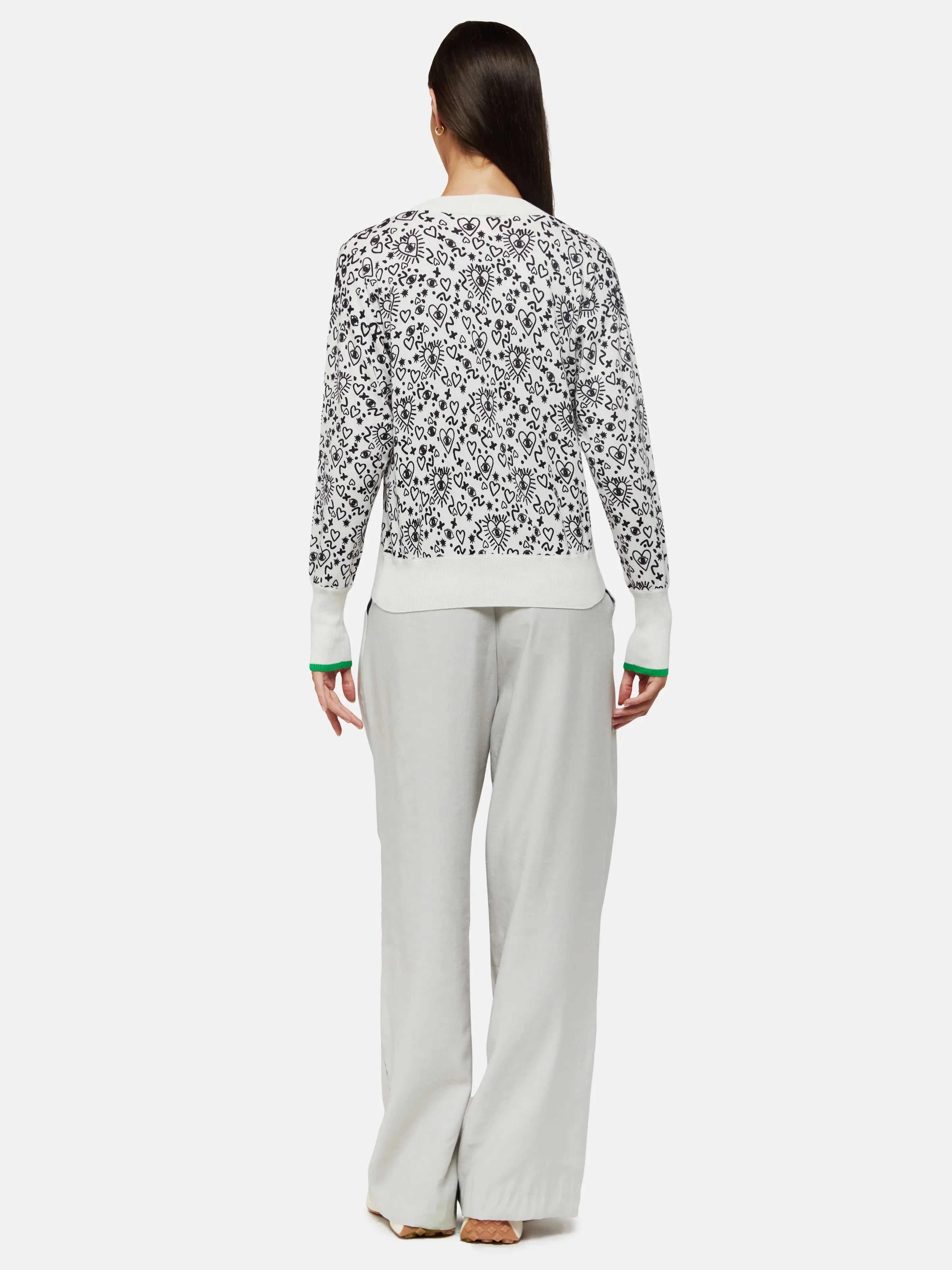 Doodle V-Neck Knit in Ice Water