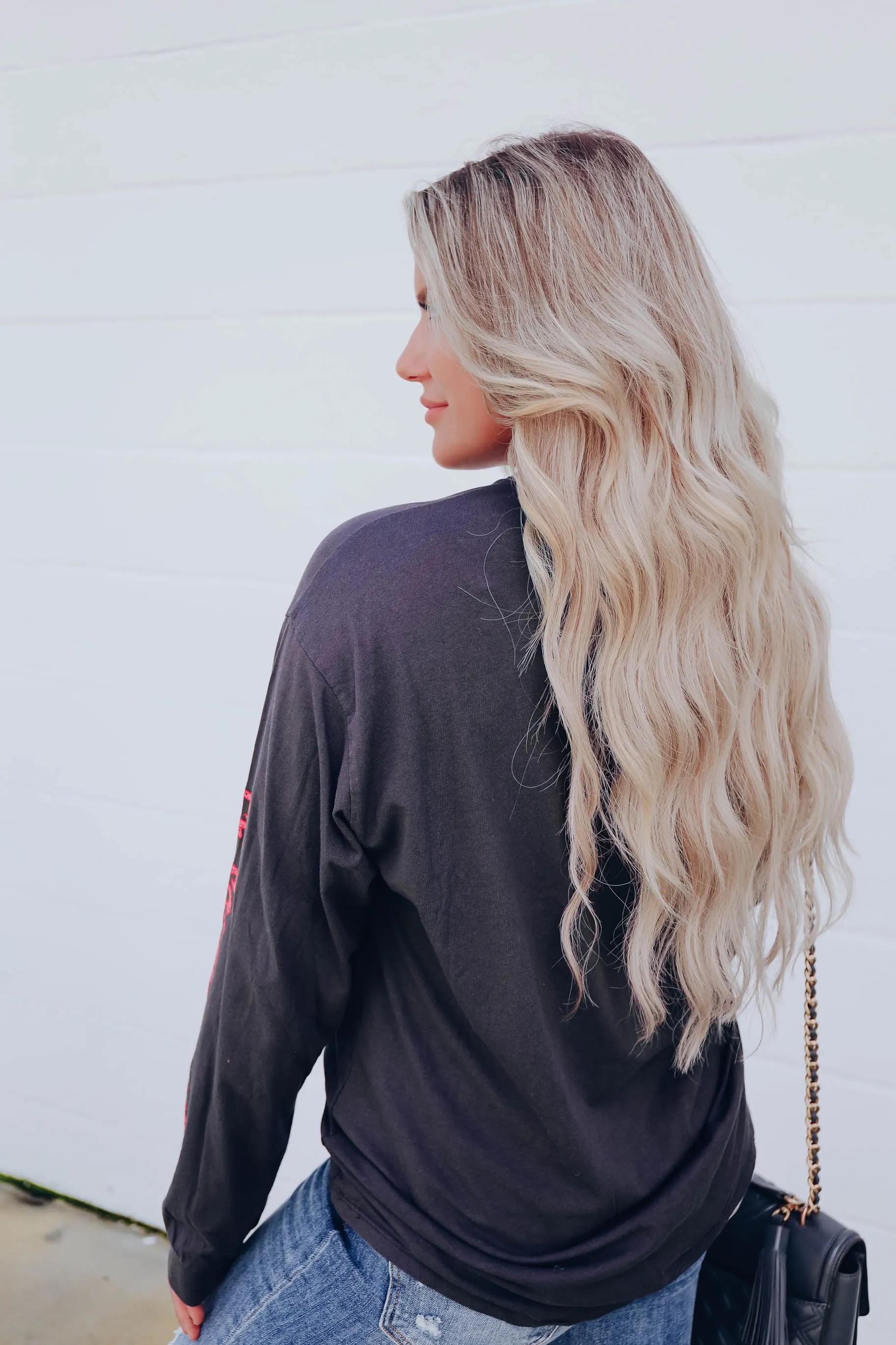 Dreamer Long Sleeve Graphic Tee- Charcoal