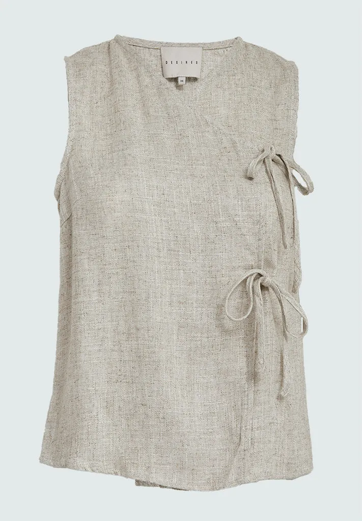 DSFelicia Tie Top - Feather Gray Melange