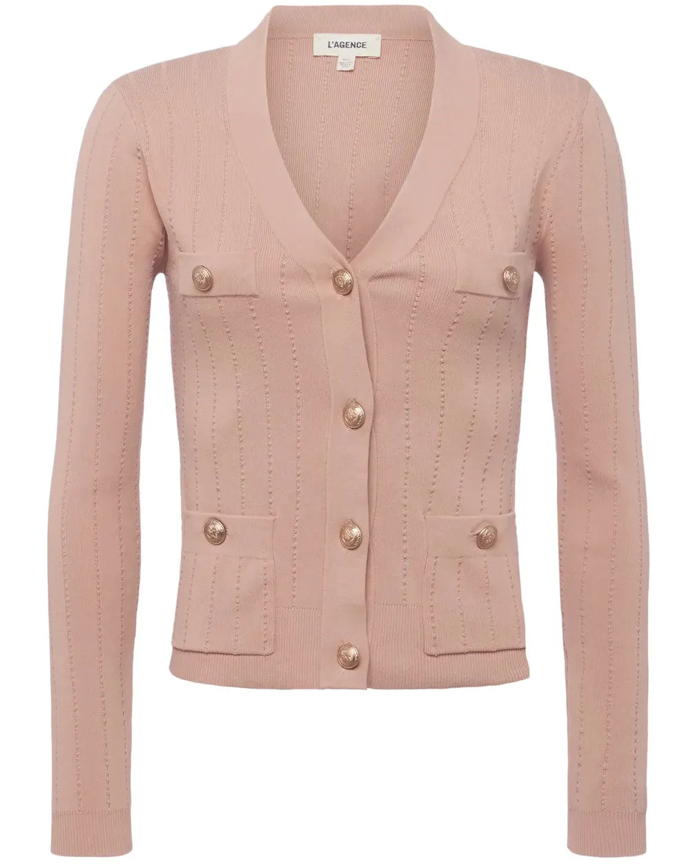 Dusty Pink Ribbed Calypso Cardigan